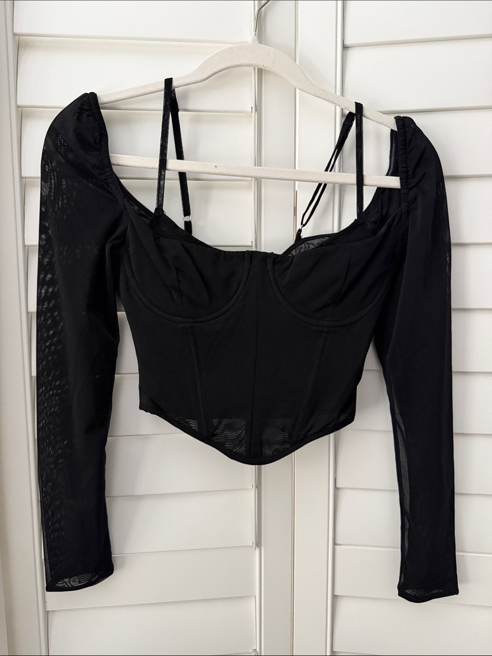 White Fox Boutique sheer Sleeve Corset Crop Top